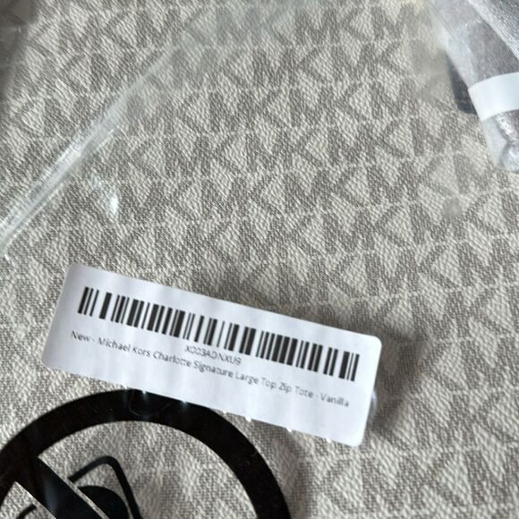 MICHAEL KORS Maddie large signature top zip tote‎ handbag vanilla/brown NWT pkg - Picture 5 of 7